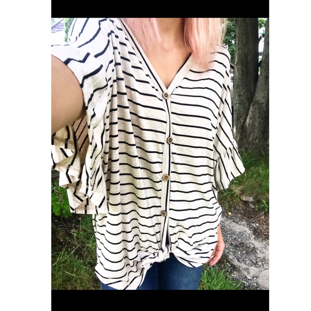 Striped Button Down Flowy Top